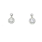9ct White Gold Cubic Zirconia Round Cluster Drop Earring image
