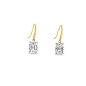 9ct Cubic Zirconia Emerald Cut Drop Earrings image