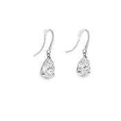 9ct White Gold Pear Shaped Cubic Zirconia Earrings image