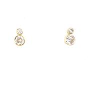 9ct Gold Two Stone Cubic Zirconia Rubover Stud Earring
