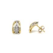 9CT Cubic Zirconia 3 Row Two Tone Fan Style Earring image