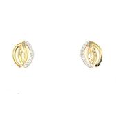 9ct Gold Open Oval Link Cubic Zirconia Stud Earring image