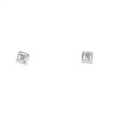 9ct White Gold 4mm Square Cubic Zirconia Rubover Stud Earring image