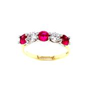 9ct Five Stone Red And Cubic Zirconia Ring image