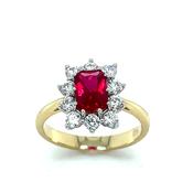 9ct Red And Cubic Zirconia Cluster Dress Ring image