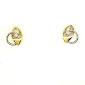 9ct Two Tone Oval/Round Link Earring With Cubic Zirconia image