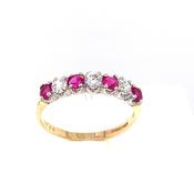 9ct Cubic Zirconia And Red Stone Claw Set Eternity Ring image