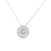 9ct White Gold Cubic Zirconia Halo Pendant image