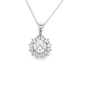 9ct White Gold Cubic Zirconia Cluster Pendant image