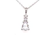 9ct White Gold Cubic Zirconia Pear Drop Pendant image