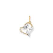 9ct 2 Colour Cubic Zirconia Mom And Baby Heart Pendant image