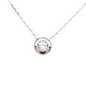 9ct White Gold Cubic Zirconia Rubover Slider Pendant image