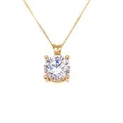 9ct Gold 9mm 4 Claw Solitaire Cubic Zirconia  Set Pendant image