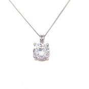 9ct Gold 7mm Round Claw Set CZ Pendant image