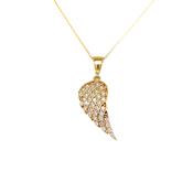 9ct Gold Angel Wing Inset With Cubic Zirconia Pendant image
