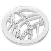 White Stone Set Cross Over Coin