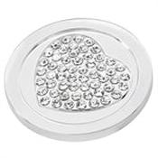 White Stone Set Heart Coin