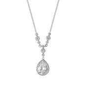 Sterling Silver Pear Cubic Zirconia Drop Necklet image