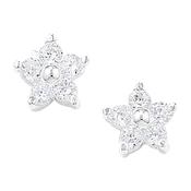 Sterling Silver Cubic Zirconia Flower Stud Earring