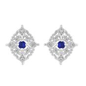Silver Earring Sapphire/Cubic Zirconia Diamond Shape image