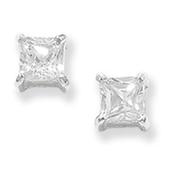 Silver Earring Square Cubic Zirconia image