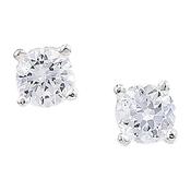 Silver Earring Four Claw Round Cubic Zirconia image