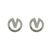Sterling Silver Cubic Zirconia V Shape Earrings image