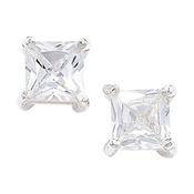 Sterling Silver Cubic Zirconia Square 7mm Stud Earring image