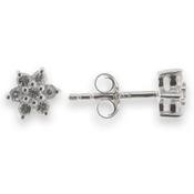 Sterling Silver Cubic Zirconia Flower Earrings