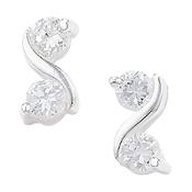 Silver Double Cubic Zirconia Swirl Earring image