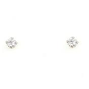 Sterling Silver Small Cubic Zirconia Four Claw Earring