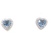 Sterling Silver Cubic Zirconia And Aquamarine Heart Earring image
