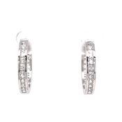 Sterling Silver Cubic Zirconia Channel Set Hoop Earring