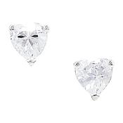 Sterling Silver Cubic Heart Stud Earrings