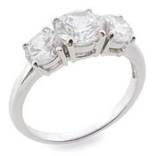 Sterling Silver Three Stone Cubic Zirconia Ring image