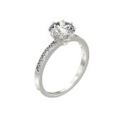 Silver Ring Cubic Zirconia Solitaire With Cubic Shoulders image