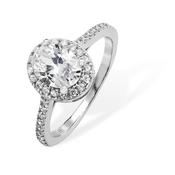 Silver Ring Oval Cubic Zirconia Cluster Cubic Shoulders image