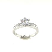 Sterling Silver Cubic Zirconia Ring With Stone Set Shoulders image