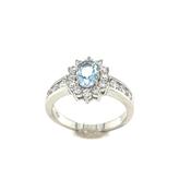 Sterling Silver Oval Cluster Blue Cubic Zirconia Channel Set