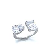 Sterling Silver Open Square/Pear Cubic Zirconia Dress Ring image