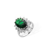 Sterling Silver Green And Cubic Zirconia Ring image