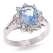 Sterling Silver Light Blue Cubic Zirconia Cluster Ring image
