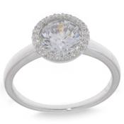 Sterling Silver Cubic Zirconia Solitaire And Bezel  Ring image