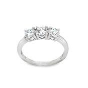 Sterling Silver Cubic Zirconia Three Stone Ring