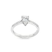 Sterling Silver Cubic Zirconia Pear Solitaire Ring