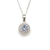 Sterling Silver Round Cubic Zirconia Pendadnt