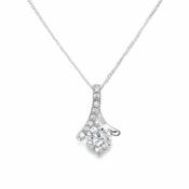 Sterling Silver Cubic Zirconia Solitaire Crossover Pendant image