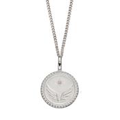 Silver Disc Cubic Zirconia And Wing Pendant image