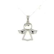 Sterling Silver Cubic Zirconia Open Angel Pendant image
