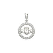 Sterling Silver Open Cubic Zirconia Claddagh Pendant image